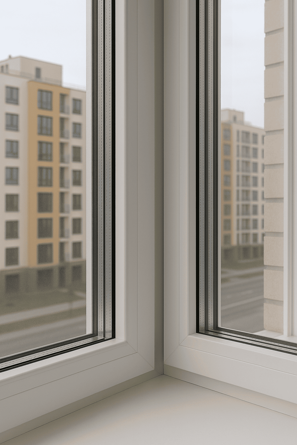 Esquema comparativo doble o triple acristalamiento en ventanas de PVC