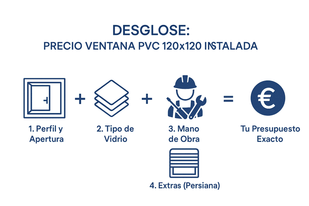 Precio de ventana de PVC 120x120 instalada en Madrid